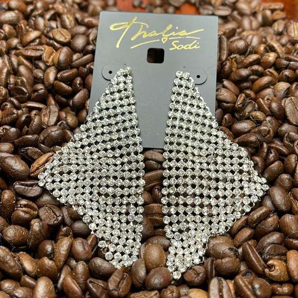 NWT- Thalia Sodi Rhinestone Crystal Triangle Mesh Post Dangle Statement Earring - Picture 7 of 7